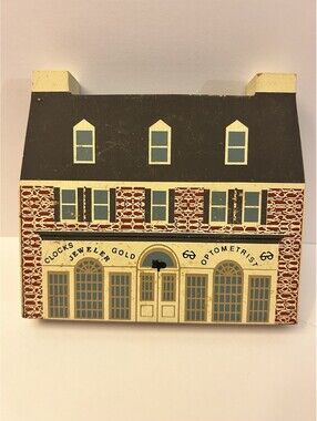 Vintage Cats Meow 1991 Jeweler Optometrist Wooden Building